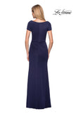 Picture of: Elegant Long Jersey Dress with Short Sleeves in Navy, Style: 27067, Detail Picture 2