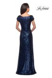 Picture of: Fully Sequined Long Dress with Short Sleeves in Navy, Style: 27079, Detail Picture 2