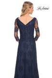 Picture of: Long Lace Gown with Illusion Sleeves in Navy, Style: 29219, Detail Picture 2