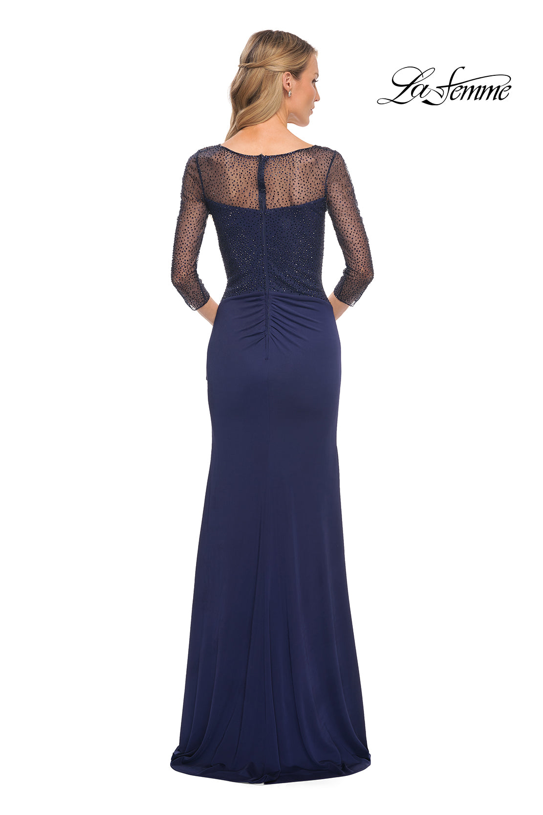Picture of: Jersey Long Dress with Beading and Ruffle Skirt in Blue, Style: 30028, Detail Picture 2