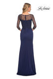 Picture of: Jersey Long Dress with Beading and Ruffle Skirt in Blue, Style: 30028, Detail Picture 2