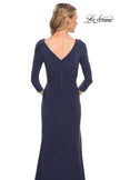 Picture of: Elegant Jersey Dress with Ruching and Ruffle Detail in Blue, Style: 30177, Detail Picture 2