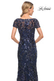 Picture of: Stunning Beaded Long Gown with V Neckline in Blue, Style: 30375, Detail Picture 2