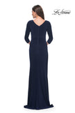Picture of: Long Evening Dress with Wrap Style Neckline in Navy, Style: 31020, Detail Picture 2
