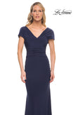 Picture of: Versatile Jersey Long Evening Dress with Short Sleeve in Blue, Style: 29998, Detail Picture 3