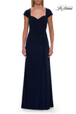 Picture of: Jersey Evening Dress with Cap Sleeves and Ruching in Navy, Style: 30874, Detail Picture 3