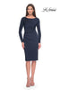 Picture of: Short Simple Jersey Dress with Flattering Ruching in Navy, Style: 31015, Detail Picture 3