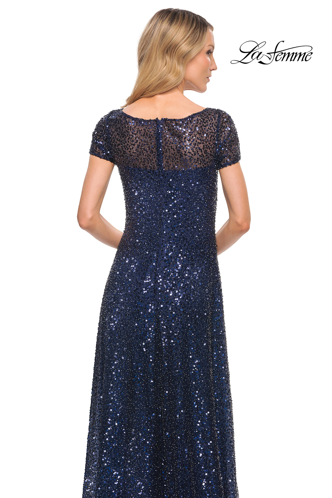 Picture of: Stunning Beaded Gown with Short Sleeves in Blue, Style: 30122, Detail Picture 4
