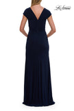 Picture of: Jersey Evening Dress with Cap Sleeves and Ruching in Navy, Style: 30874, Detail Picture 4