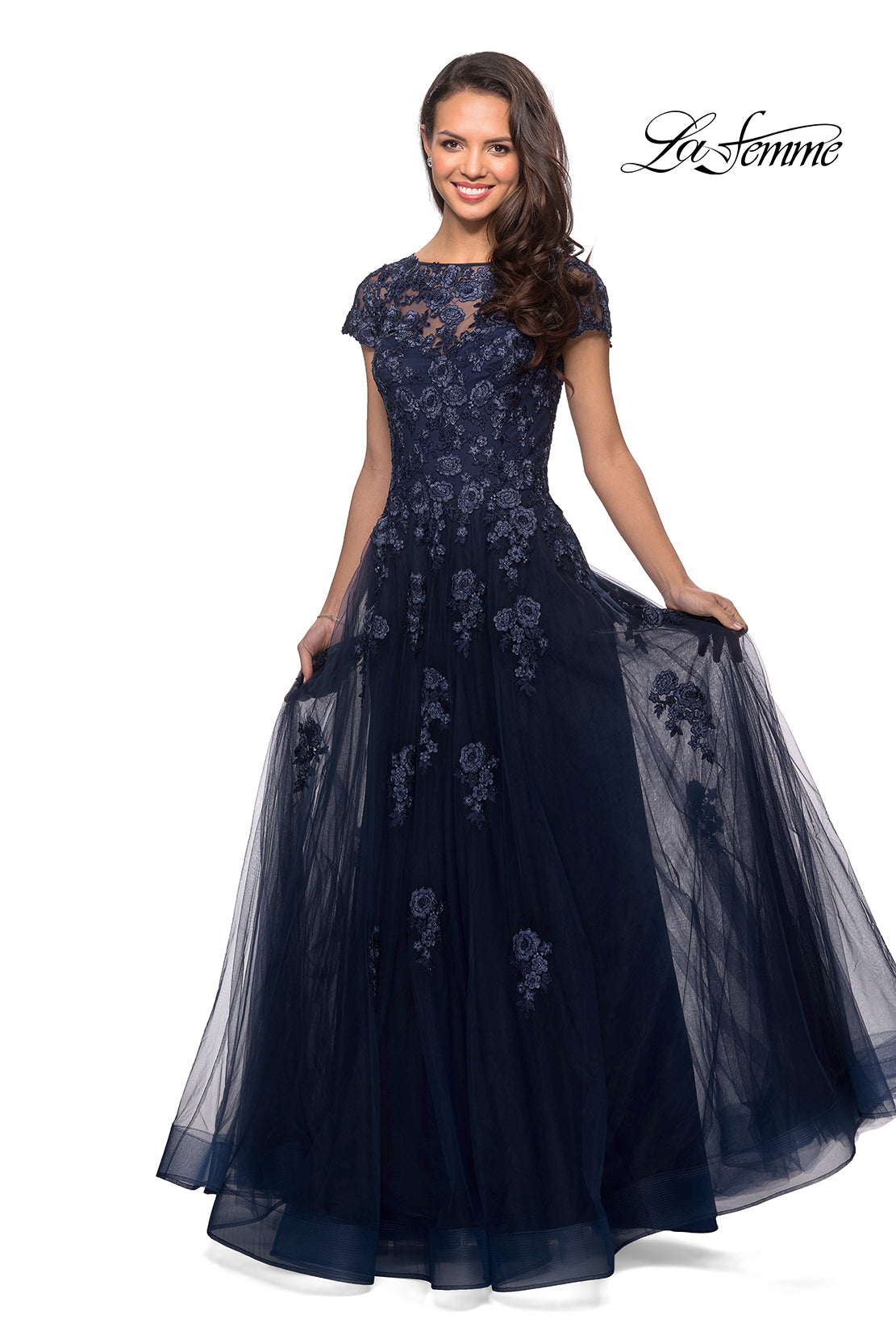 Picture of: Long Tulle Gown with Intricate Lace Detailing, Style: 26907, Detail Picture 5