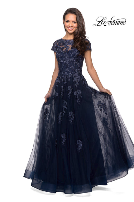Picture of: Long Tulle Gown with Intricate Lace Detailing, Style: 26907, Detail Picture 5