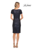 Picture of: Knee Length Sequin Dress with Short Sleeves in Navy, Detail Picture 5