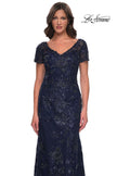 Picture of: Gorgeous Beaded Long Gown with Short Sleeves and V Neck in Navy, Style: 30798, Detail Picture 5