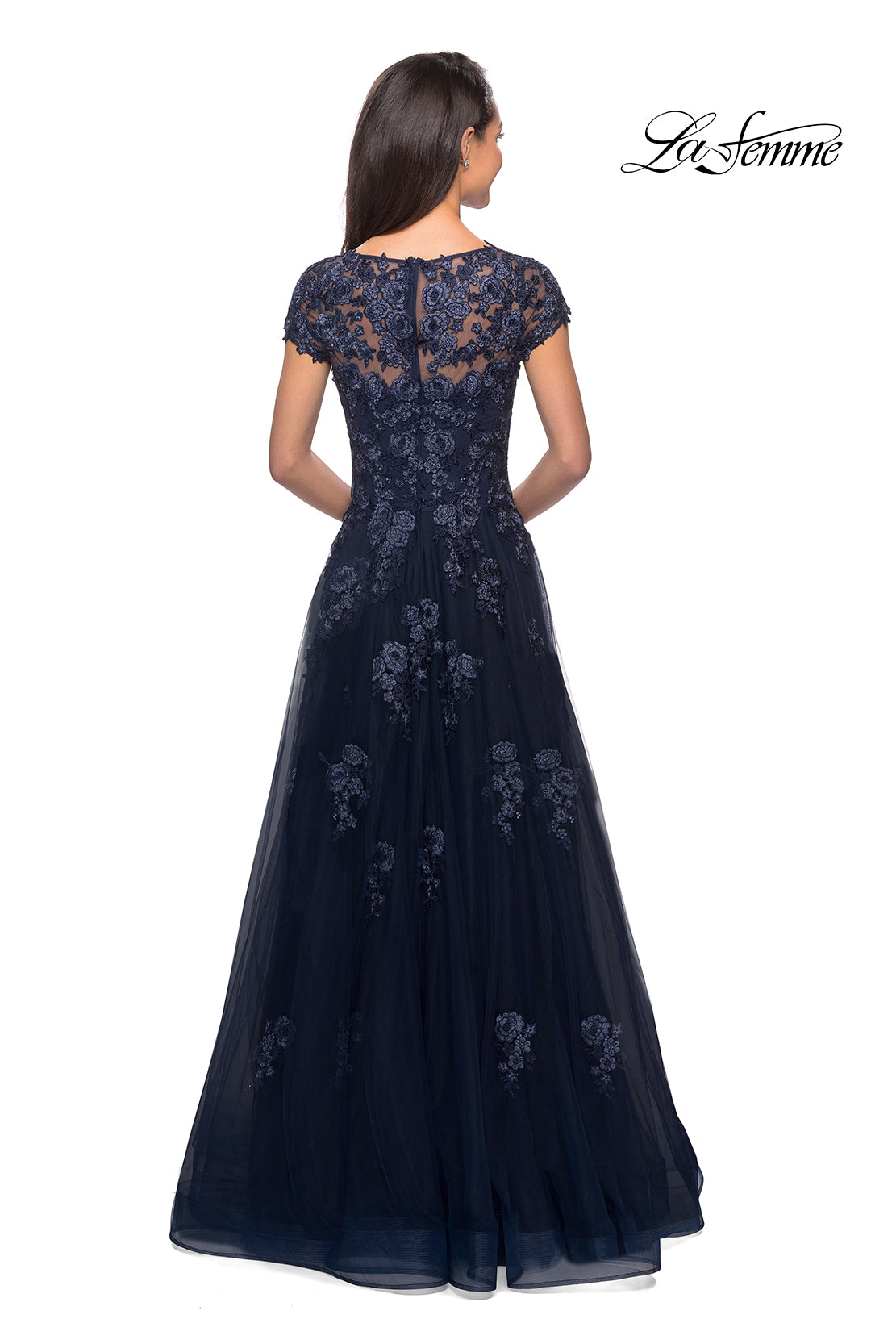 Picture of: Long Tulle Gown with Intricate Lace Detailing, Style: 26907, Detail Picture 6