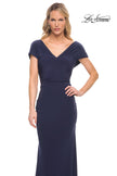 Picture of: Versatile Jersey Long Evening Dress with Short Sleeve in Blue, Style: 29998, Detail Picture 7