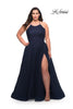 Picture of: Tulle Gown with Lace Bodice and High Neckline in Navy, Style: 29071, Main Picture