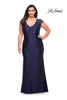 Picture of: Long Jersey Gown with Jeweled Cap Sleeves in Navy, Style: 29481, Main Picture