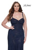 Picture of: Bustier Plus Size Dress with Rhinestone Fishnet Fabric in Navy, Style: 32243, Main Picture