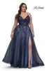Picture of: Stunning A-line Plus Dress with Sequin Beaded Applique in Navy , Style: 33061, Main Picture