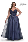 Picture of: Stunning A-line Plus Dress with Sequin Beaded Applique in Navy , Style: 33061, Detail Picture 1