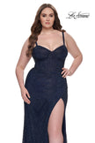 Picture of: Bustier Plus Size Dress with Rhinestone Fishnet Fabric in Navy, Style: 32243, Detail Picture 4