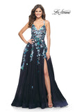 Picture of: Gorgeous Sequin Floral Lace Applique A-Line Tulle Prom Dress in Navy, Style: 32023, Main Picture