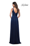 Picture of: Empire Waist Gown with Deep V Neckline in Navy, Style: 30641, Detail Picture 8
