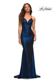 Picture of: Metallic Jersey Gown with Stunning Open Back in Blue, Style: 30500, Detail Picture 9