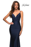 Picture of: Rhinestone Beaded Prom Dress with Illusion Sides and Back in Blue, Style: 30589, Detail Picture 9
