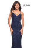 Picture of: Luxurious Soft Sequin Dress with V Neckline in Blue, Style: 30523, Detail Picture 10