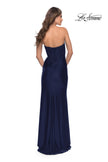 Picture of: Long Dress with Jersey Skirt and Lace Illusion Bodice in Navy, Style: 31182, Style: 31182