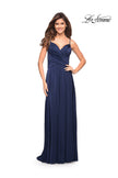 Picture of: Elegant Criss-Cross Ruched Bodice Jersey Dress in Navy, Style: 30571, Detail Picture 14