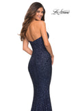 Picture of: Strapless Sweetheart Luxe Sequin Gown in Navy, Detail Picture 14
