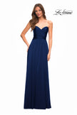 Picture of: Simple Strapless Jersey Dress with High Slit in Navy, Style: 30700, Detail Picture 17