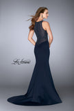 Picture of: Neoprene Dress with Beaded Back and Sides in Navy, Style: 24839, Back Picture