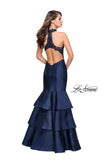 Picture of: Long Mikado Prom Dress with Ruffle Mermaid Skirt in Navy, Style: 25707, Back Picture