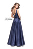 Picture of: A-Line Ball Gown with V Open Back and Pockets in Navy, Style: 26015, Back Picture