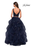 Picture of: Two Piece Metallic Tulle Dress with Rhinestone Bust in Navy, Style: 27445, Back Picture
