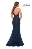 Picture of: Mermaid Tulle and Lace Prom Gown with Illusion Waist in Blue, Style: 30787, Back Picture