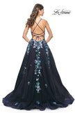 Picture of: Gorgeous Sequin Floral Lace Applique A-Line Tulle Prom Dress in Navy, Style: 32023, Back Picture