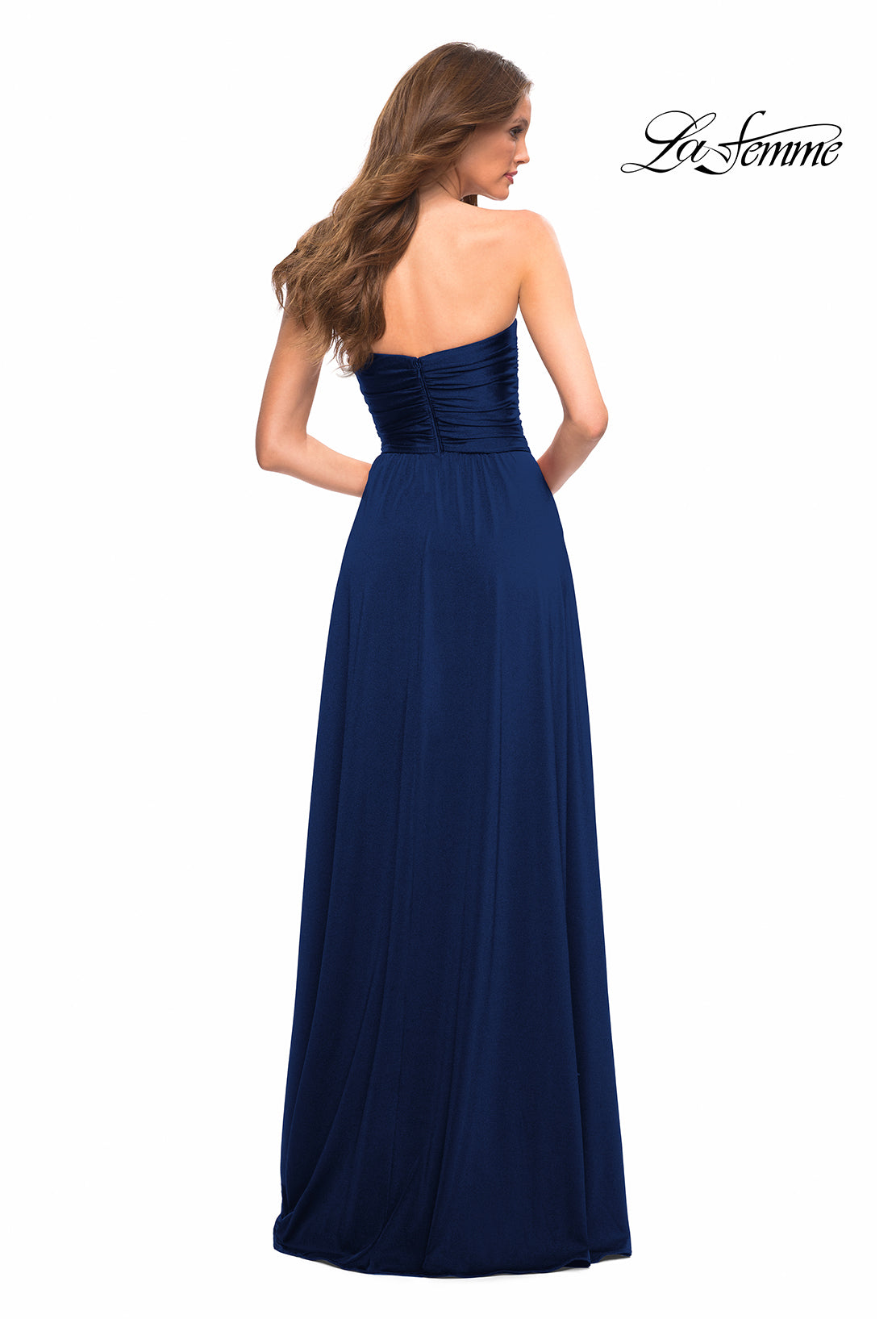 Picture of: Simple Strapless Jersey Dress with High Slit in Navy, Style: 30700, Detail Picture 18