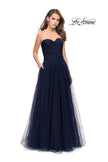 Picture of: Strapless A-line Ball Gown with Layered Tulle Skirt in Navy, Style: 25809, Detail Picture 1