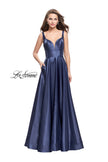 Picture of: A-Line Ball Gown with V Open Back and Pockets in Navy, Style: 26015, Detail Picture 1