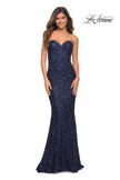 Picture of: Strapless Sweetheart Luxe Sequin Gown in Navy, Detail Picture 2