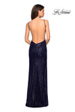 Picture of: Sparkling Fully sequin Prom Gown with Exposed Back in Navy, Style: 27585, Detail Picture 4
