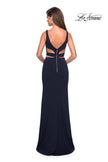 Picture of: Faux Two Piece Dress with Exposed Zipper and Cut Outs in Navy, Style: 27588, Detail Picture 4