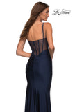 Picture of: Rhinestone Beaded Prom Dress with Illusion Sides and Back in Blue, Style: 30589, Detail Picture 4