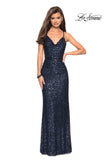 Picture of: Floor Length Ruched Fully sequin Prom Dress in Navy, Style: 27234, Detail Picture 5