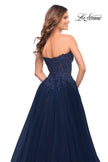 Picture of: Tulle and Lace Ballgown with High Slit and Pockets in Navy, Style: 30592, Detail Picture 6