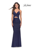 Picture of: Cut Out Long Soft Jersey Dress with Criss Cross Bodice in Navy, Style: 31360, Detail Picture 6